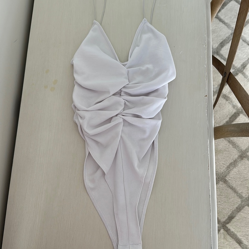 COPY - Zara white cinched spaghetti strap bodysuit